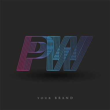 İlk harf logosu PW renkli mavi ve morumsu çizgili kompozisyon, Vector logo tasarım şablonu elemanları iş veya şirket kimliğiniz için.