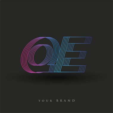 İlk harf logosu QE renkli mavi ve morumsu çizgili kompozisyon, Vector logo tasarım şablonu elemanları iş veya şirket kimliğiniz için.