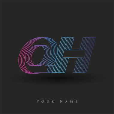 İlk harf logosu QH renkli mavi ve morumsu çizgili bileşim, Vector logo tasarım şablonu elemanları iş veya şirket kimliğiniz için.