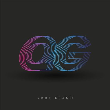 İlk harf logosu QG renkli mavi ve morumsu çizgili kompozisyon, Vector logo tasarım şablonu elemanları iş veya şirket kimliğiniz için.