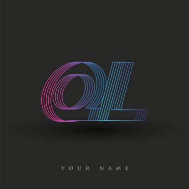 İlk harf logosu QL renkli mavi ve morumsu çizgili kompozisyon, şirket veya şirket kimliğiniz için vektör logo tasarım şablonu unsurları.