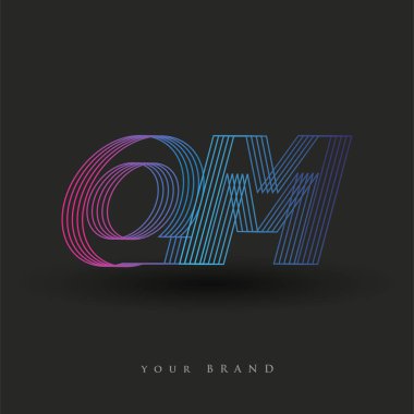 İlk harf logosu QM renkli mavi ve morumsu çizgili kompozisyon, şirket veya şirket kimliğiniz için vektör logo tasarım şablonu unsurları.