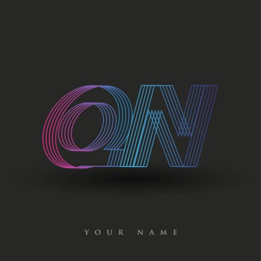 İlk harf logosu QN renkli mavi ve morumsu çizgili kompozisyon, Vector logo tasarım şablonu elemanları iş veya şirket kimliğiniz için.