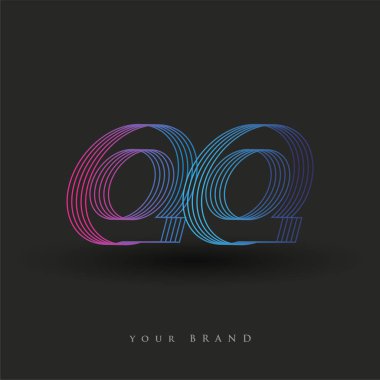 İlk harf logosu QQ çizgili kompozisyonu olan mavi ve morumsu mavi renkli, şirket veya şirket kimliğiniz için vektör logosu şablon elemanları.