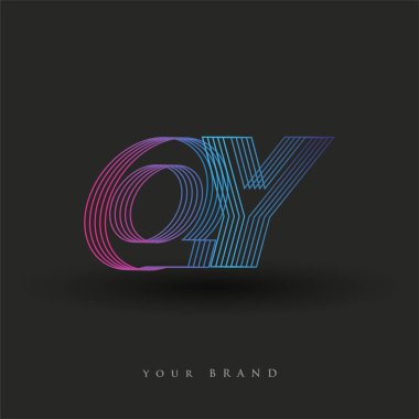 İlk harf logosu QY renkli mavi ve morumsu çizgili kompozisyon, Vector logo tasarım şablonu elemanları iş veya şirket kimliğiniz için.