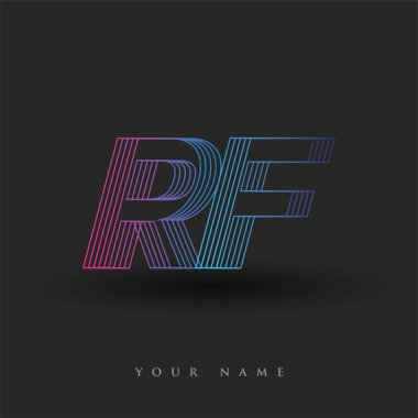 İlk harf logosu RF mavi ve morumsu çizgili kompozisyon, Vector logo şablonu elemanları iş veya şirket kimliğiniz için.