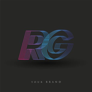 İlk harf logosu RG renkli mavi ve morumsu çizgili kompozisyon, Vector logo şablonu elemanları iş veya şirket kimliğiniz için.