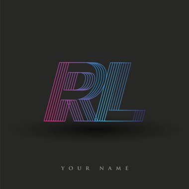 İlk harf logosu RL renkli mavi ve morumsu çizgili kompozisyon, şirket veya şirket kimliğiniz için vektör logo tasarım şablonu unsurları.