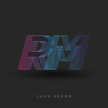 İlk harf logosu RM mavi ve morumsu çizgili kompozisyon, Vector logo şablonu elemanları iş veya şirket kimliğiniz için.