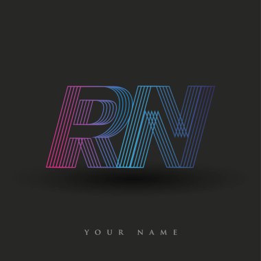 İlk harf logosu RN renklendirilmiş mavi ve morumsu çizgili bileşim, Vector logo tasarım şablonu elemanları iş veya şirket kimliğiniz için.
