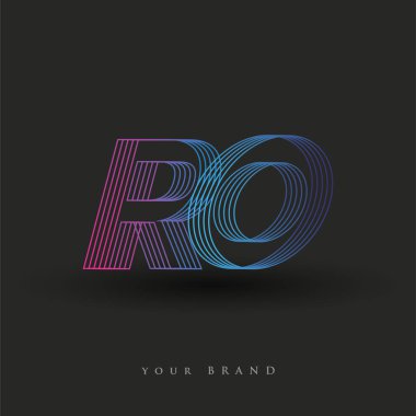 İlk harf logosu RO renklendirilmiş mavi ve morumsu çizgili bileşim, Vector logo tasarım şablonu elemanları iş veya şirket kimliğiniz için.