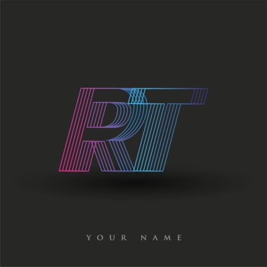 İlk harf logosu RT renkli mavi ve morumsu çizgili bileşim, Vector logo tasarım şablonu elemanları iş veya şirket kimliğiniz için.