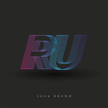İlk harf logosu RU renkli mavi ve morumsu çizgili kompozisyon, Vector logo şablonu elemanları iş veya şirket kimliğiniz için.