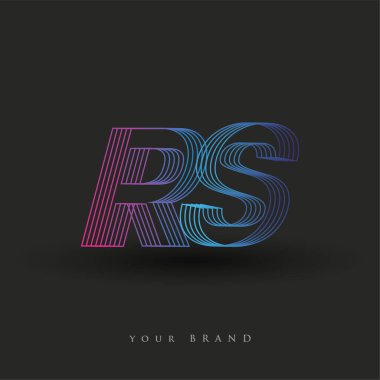 ilk harf logosu RS renkli mavi ve morumsu çizgili kompozisyon, Vector logo tasarım elemanları işletmeniz veya şirket kimliğiniz için.