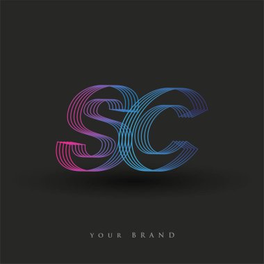 ilk harf logosu SC renkli mavi ve morumsu çizgili kompozisyon, Vector logo tasarım elemanları işletmeniz veya şirket kimliğiniz için.