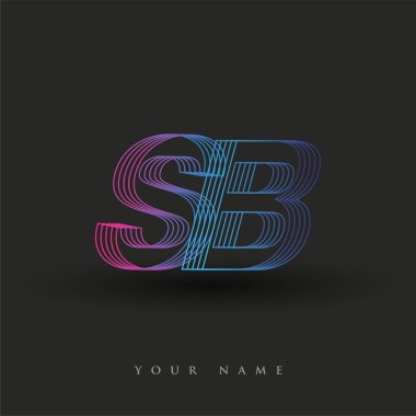İlk harf logosu SB çizgili kompozisyon ile mavi ve morumsu renklendirilmiş, şirketiniz veya şirket kimliğiniz için vektör logo şablonu unsurları.