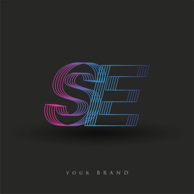 ilk harf logosu SE renkli mavi ve morumsu çizgili kompozisyon, Vector logo tasarım elemanları işletmeniz veya şirket kimliğiniz için.