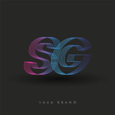İlk harf logosu SG renkli mavi ve morumsu çizgili kompozisyon, Vector logo tasarım şablonu elemanları iş veya şirket kimliğiniz için.
