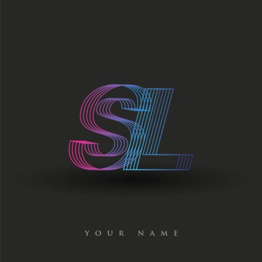 İlk harf logosu SL renkli mavi ve morumsu çizgili kompozisyon, şirket veya şirket kimliğiniz için vektör logo tasarım şablonu unsurları.