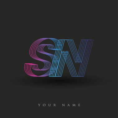 İlk harf logosu SN renkli mavi ve morumsu çizgili kompozisyon, Vector logo tasarım şablonu elemanları iş veya şirket kimliğiniz için.