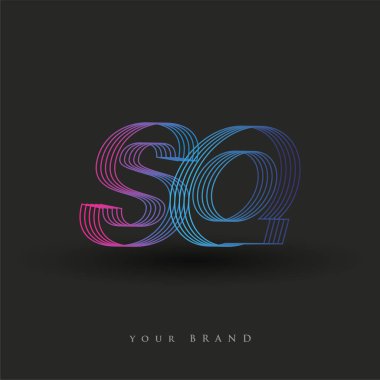 İlk harf logosu SQ renkli mavi ve morumsu çizgili kompozisyon, şirket veya şirket kimliğiniz için vektör logo tasarım şablonu unsurları.