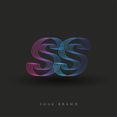 İlk harf logosu SS renkli mavi ve morumsu çizgili kompozisyon, Vector logo şablonu elemanları şirketiniz veya şirket kimliğiniz için.