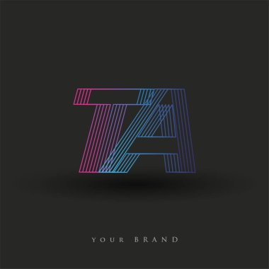 İlk harf logosu TA renkli mavi ve morumsu çizgili kompozisyon, Vector logo şablonu elemanları şirketiniz veya şirket kimliğiniz için.