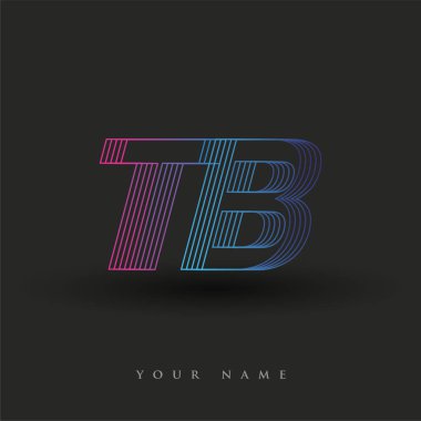 İlk harf logosu TB renkli mavi ve morumsu çizgili kompozisyon, Vector logo tasarım şablonu elemanları iş veya şirket kimliğiniz için.