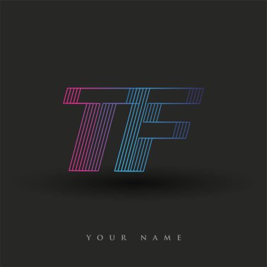 İlk harf logosu TF renkli mavi ve morumsu çizgili bileşim, Vector logo tasarım şablonu elemanları iş veya şirket kimliğiniz için.