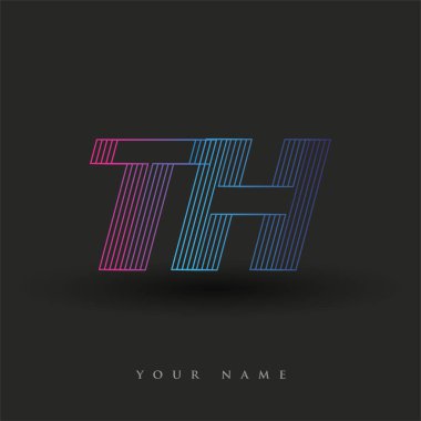 İlk harf TH renkli mavi ve mor çizgili logo, şirketiniz veya şirket kimliğiniz için vektör logo tasarım şablonu ögeleri.