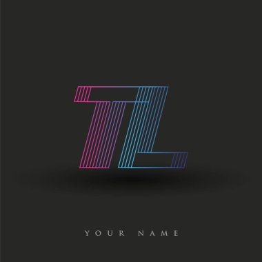 İlk harf logosu TL renkli mavi ve morumsu çizgili bileşim, şirket veya şirket kimliğiniz için vektör logo şablonu unsurları.