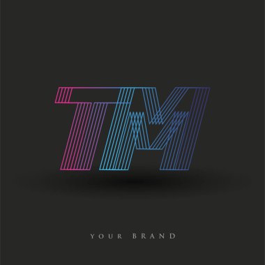 İlk harf logosu TM renkli mavi ve morumsu çizgili kompozisyon, Vector logo şablonu elemanları iş veya şirket kimliğiniz için.
