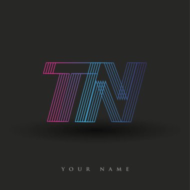 İlk harf logosu TN renkli mavi ve morumsu çizgili bileşim, Vector logo tasarım şablonu elemanları iş veya şirket kimliğiniz için.