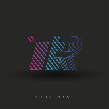 İlk harf logosu TR renkli mavi ve morumsu çizgili kompozisyon, şirket veya şirket kimliğiniz için vektör logosu şablon elemanları.