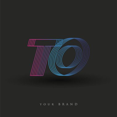 İlk harf logosu çizgili kompozisyona sahip mavi ve morumsu renge, şirket kimliğiniz için vektör logo tasarım şablonu unsurları.