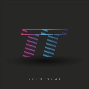 İlk harf logosu TT renkli mavi ve morumsu çizgili bileşim, Vector logo tasarım şablonu elemanları iş veya şirket kimliğiniz için.