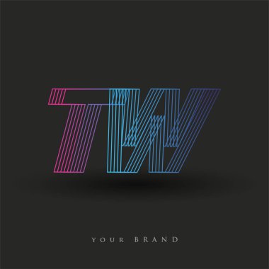 İlk harf logosu TW renkli mavi ve morumsu çizgili kompozisyon, Vector logo tasarım şablonu elemanları iş veya şirket kimliğiniz için.