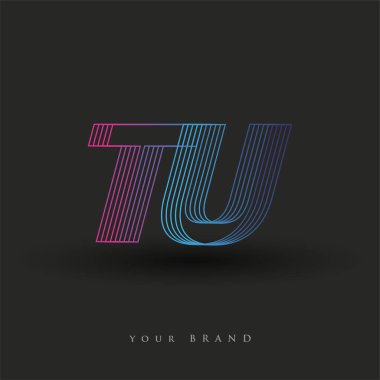 İlk harf logosu TU renkli mavi ve morumsu çizgili kompozisyon, Vector logo şablonu elemanları iş veya şirket kimliğiniz için.