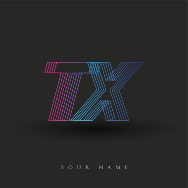 İlk harf logosu TX renkli mavi ve morumsu çizgili bileşim, şirket veya şirket kimliğiniz için vektör logosu şablon elemanları.