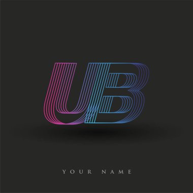 İlk harf logosu UB renkli mavi ve morumsu çizgili kompozisyon, şirket veya şirket kimliğiniz için vektör logo şablonu unsurları.