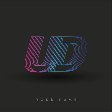İlk harf logosu UD renkli mavi ve morumsu çizgili kompozisyon, şirket veya şirket kimliğiniz için vektör logo şablonu unsurları.
