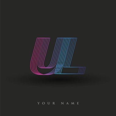 İlk harf logosu UL renkli mavi ve morumsu çizgili kompozisyon, şirket veya şirket kimliğiniz için vektör logo tasarım şablonu unsurları.
