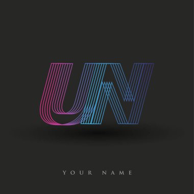 İlk harf logosu Birleşmiş Milletler mavi ve morumsu çizgili kompozisyon, Vector logo tasarım elemanları iş veya şirket kimliğiniz için.