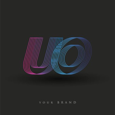 İlk harf logosu UO renkli mavi ve morumsu çizgili kompozisyon, Vector logo tasarım şablonu elemanları iş veya şirket kimliğiniz için.