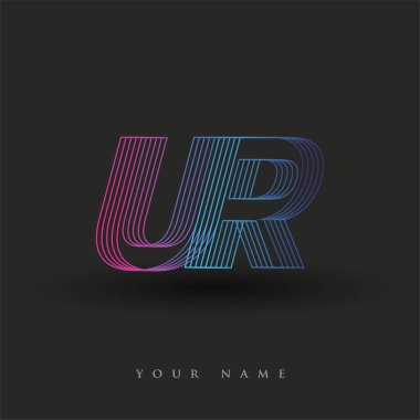 İlk harf logosu UR renkli mavi ve morumsu çizgili bileşim, Vector logo şablonu elemanları şirketiniz veya şirket kimliğiniz için.