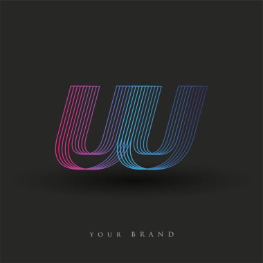 İlk harf logosu UU renkli mavi ve morumsu çizgili kompozisyon, Vector logo şablonu elemanları iş veya şirket kimliğiniz için.