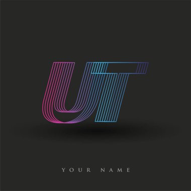 İlk harf logosu UT renkli mavi ve morumsu çizgili kompozisyon, Vector logo tasarım şablonu elemanları işletmeniz veya şirket kimliğiniz için.