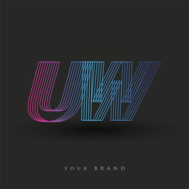 İlk harf logosu UW renkli mavi ve morumsu çizgili kompozisyon, şirket veya şirket kimliğiniz için vektör logo şablonu unsurları.