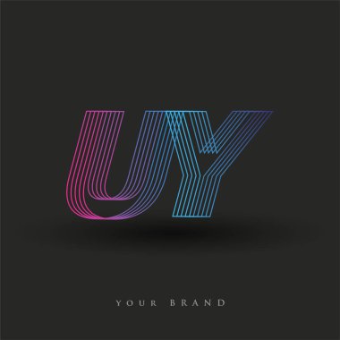 İlk harf logosu UY renkli mavi ve morumsu çizgili kompozisyon, Vector logo tasarım şablonu elemanları iş veya şirket kimliğiniz için.