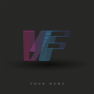 İlk harf logosu VF renkli mavi ve morumsu çizgili bileşim, Vector logo tasarım şablonu elemanları iş veya şirket kimliğiniz için.